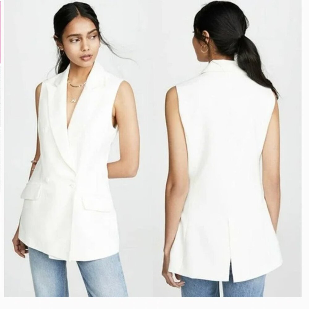 Amanda Uprichard Sleeveless Dixon Balzer Vest in Ivory